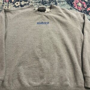 Sisters Gray Sweatshirt with Blue Logo